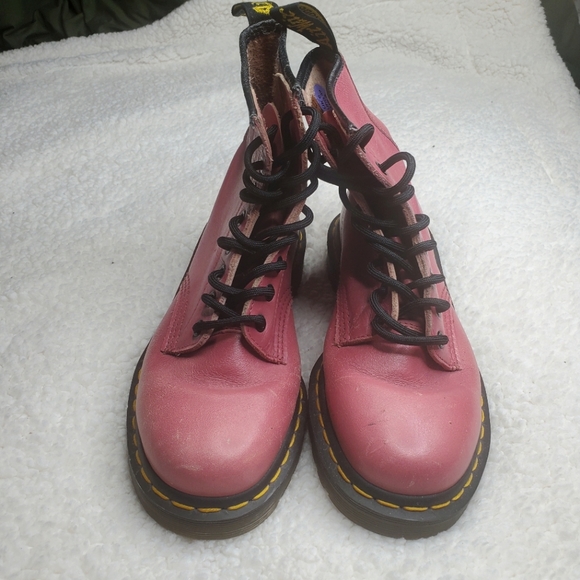 Dr. Martens 1460 Pink Leather Lace Up Chunky Ankle Boots - Picture 4 of 15